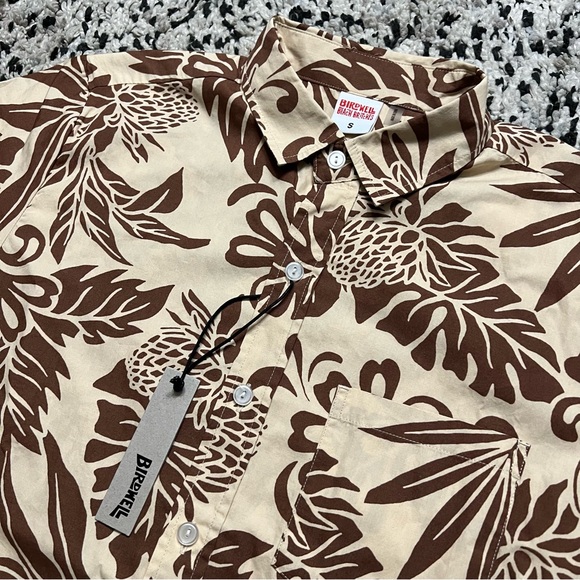 Birdwell Beach Britches Hawaiian Shirt Tan Brown Short Sleeve Men’s Size Small - Picture 7 of 11